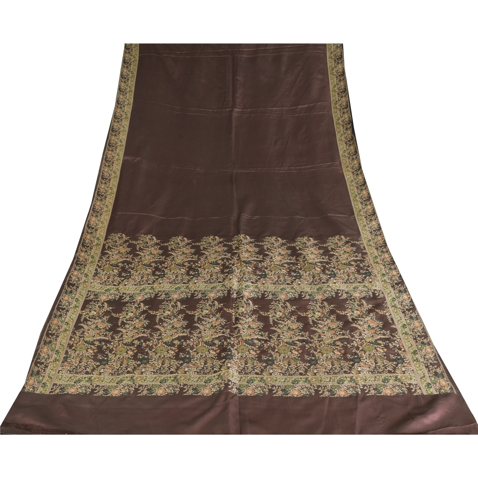 Sanskriti Vintage Wine Sarees Pure Satin Silk Brocade Banarasi Hand Woven Sari