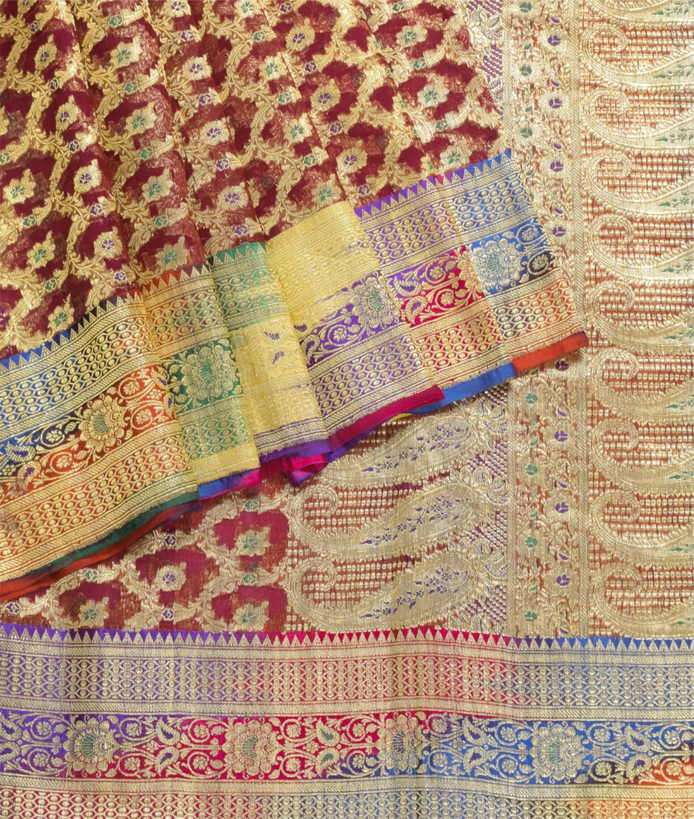 Sushila Vintage Heavy Saree Pure Organza Silk Banarasi Brocade Woven Sari Fabric