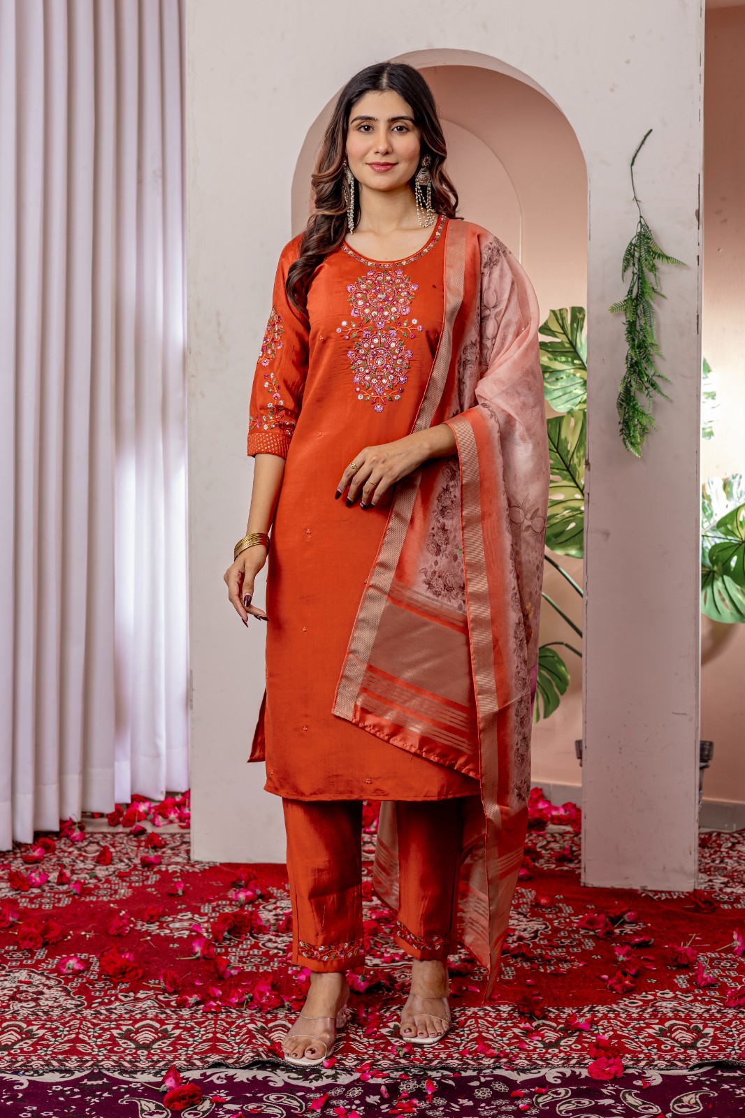 Floor Length Anarkali Gown Heavy Embroidered Pakistani Wedding Party Dress
