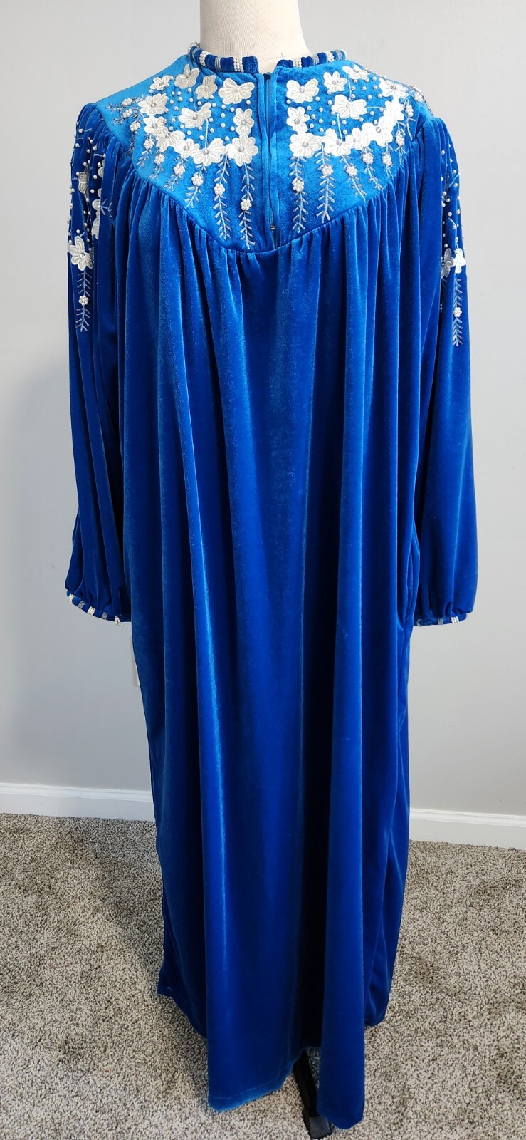 Vintage 80’S Unique THOBE Home DRESS MAXI Caftan Jalabiah Velvet Polyester XL
