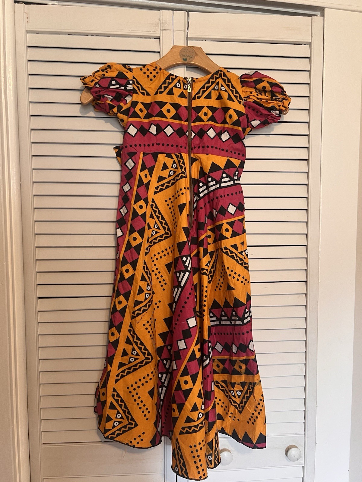 NIGERIAN AFRICAN Kids Girls Dress Size 6 Handmade Long Short Sleeve Colorful