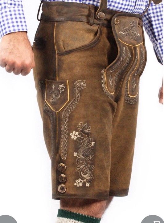 Size 46 German Bavarian Oktoberfest Lederhosen Real Leather Men Shorts No Strap