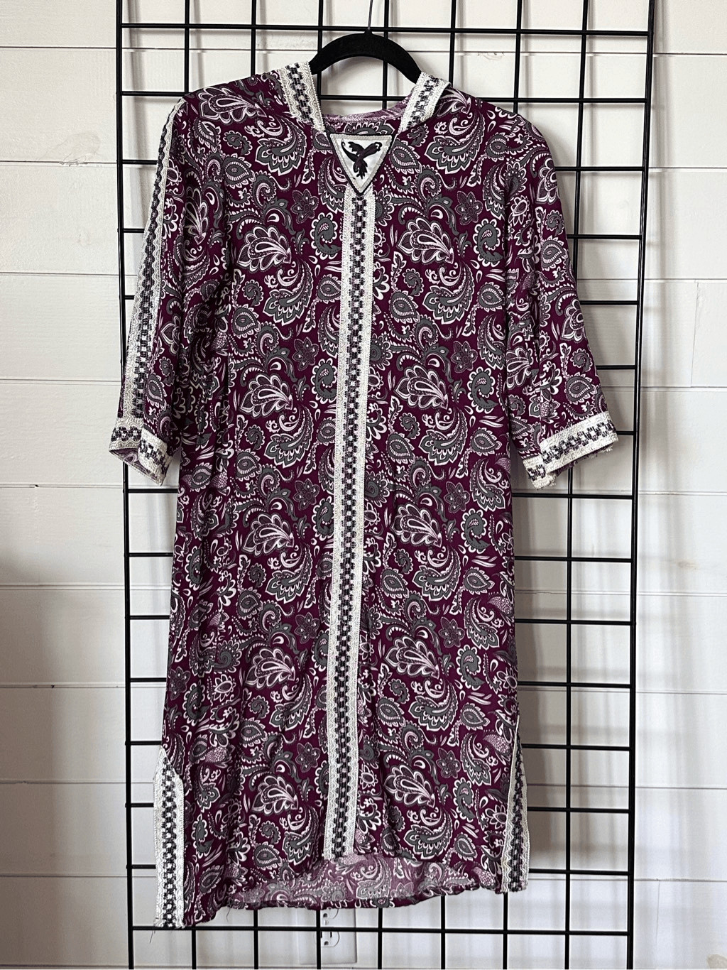 Pakistani Indian Fancy Mirror Kurti Kurta Tunic Top Hooded Alhaj 10 Wine