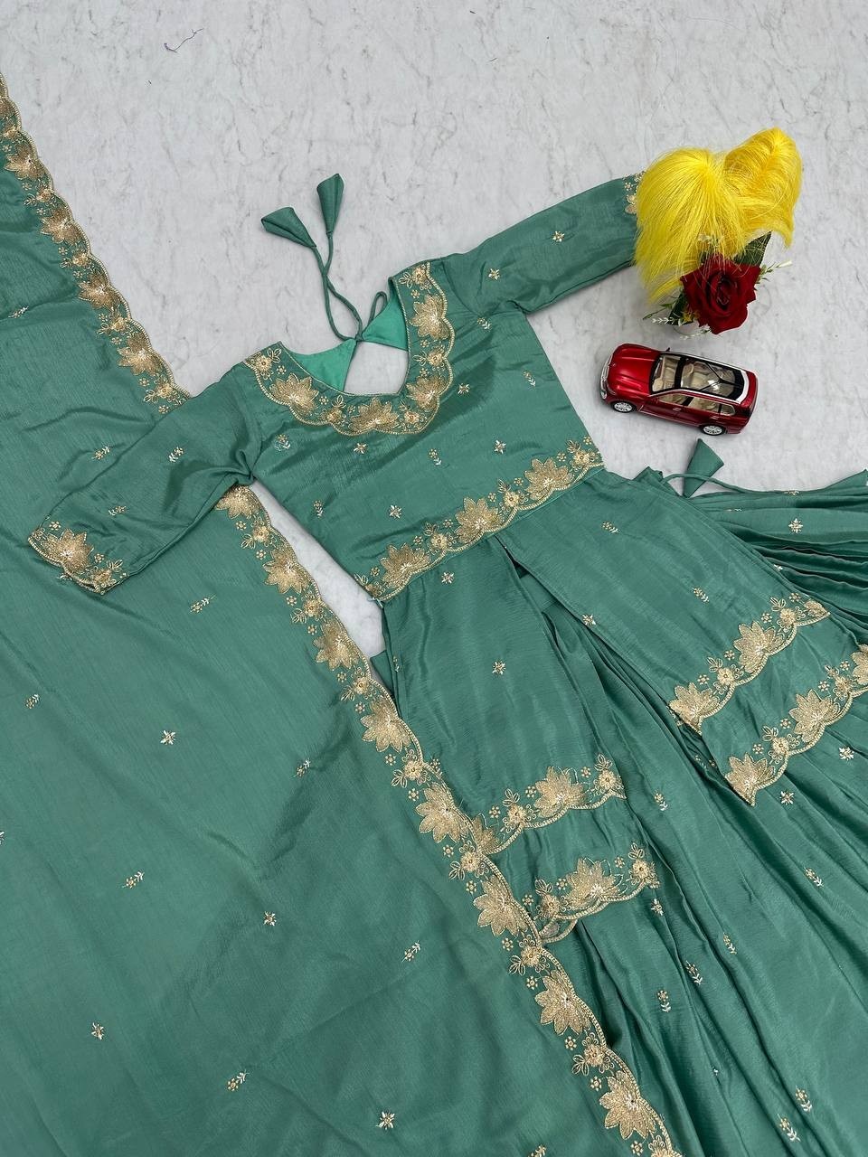 Attractive Designer Chinnon Silk Lehenga Choli With Dupatta For Women