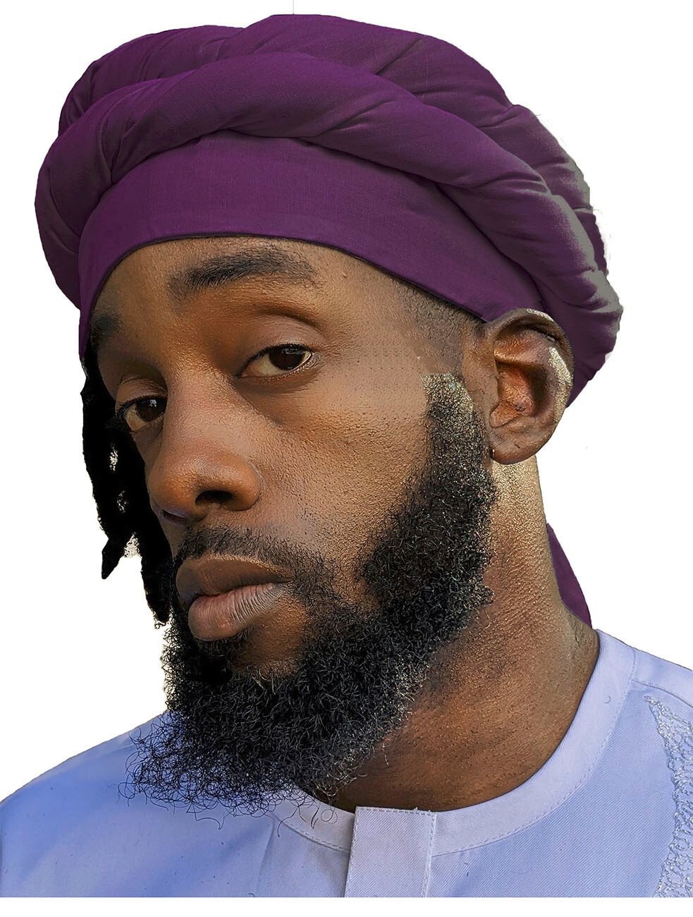 Purple African pre-tied Turban for Men
