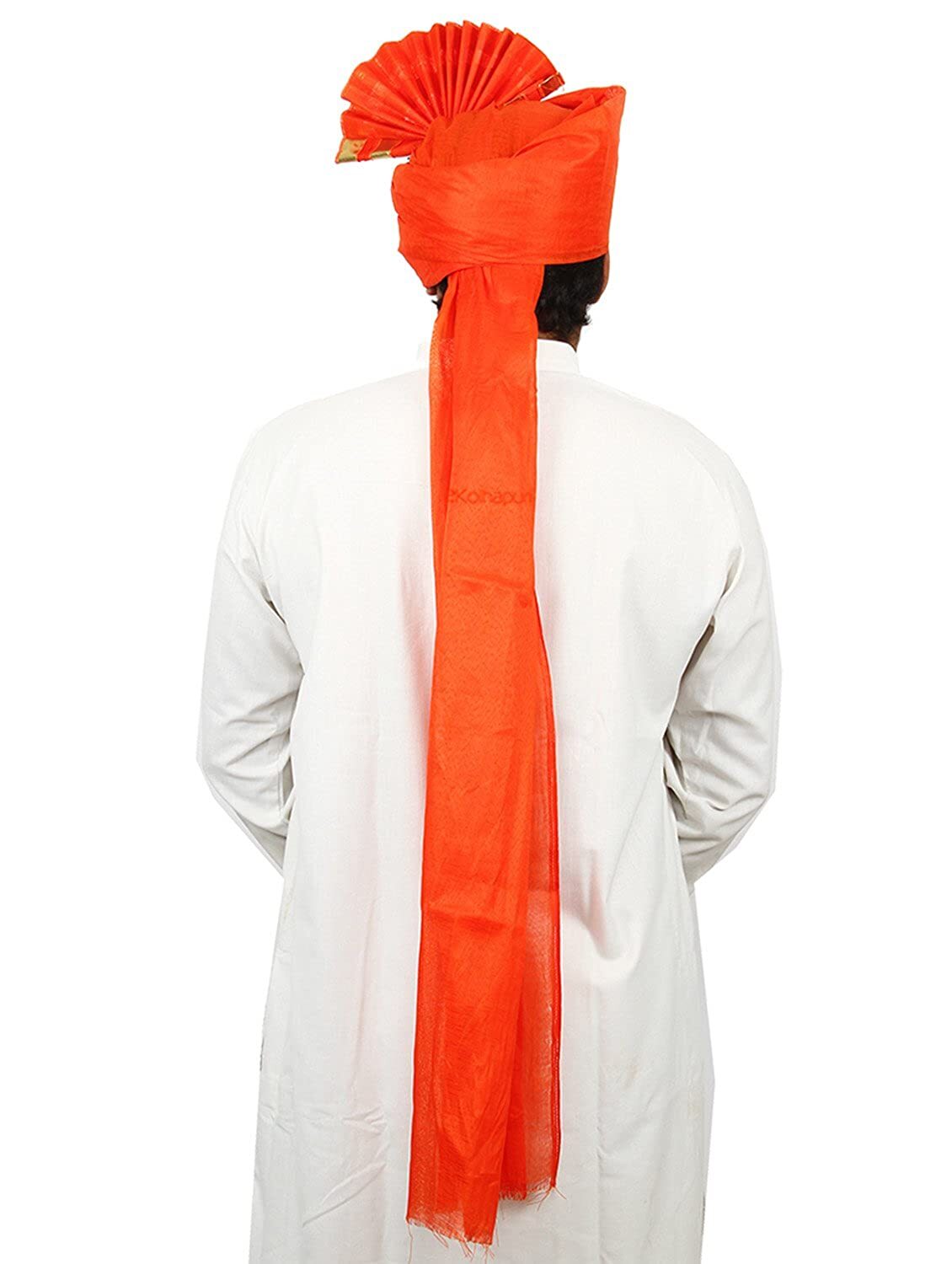 Traditional Handstitched Ready To Wear Cotton Jari Lining Orange Pheta for Men