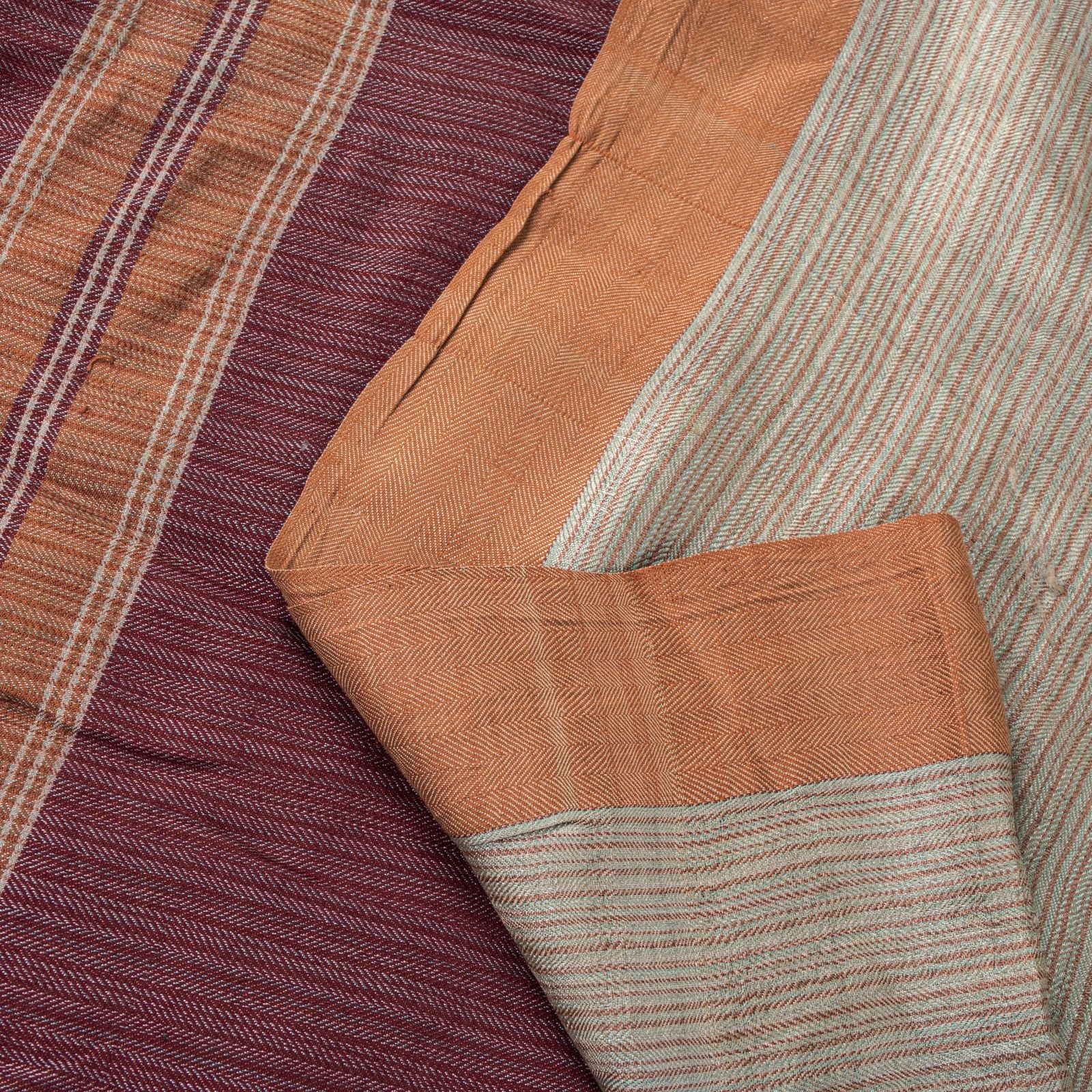 Sanskriti Vintage Gray 100% Pure Woolen Woven Saree 6Yd Soft Craft Fabric Sari