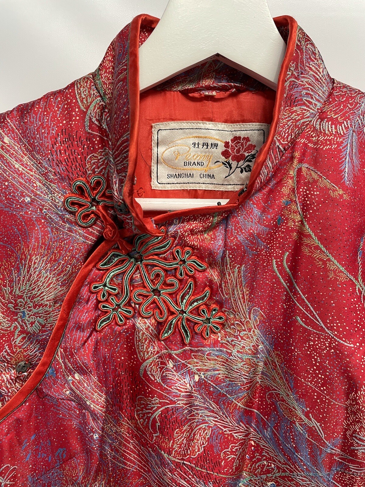 Peony Vintage Cardigan Asian Kimono Jacket 1950s Shanghai China Quilted S/M
