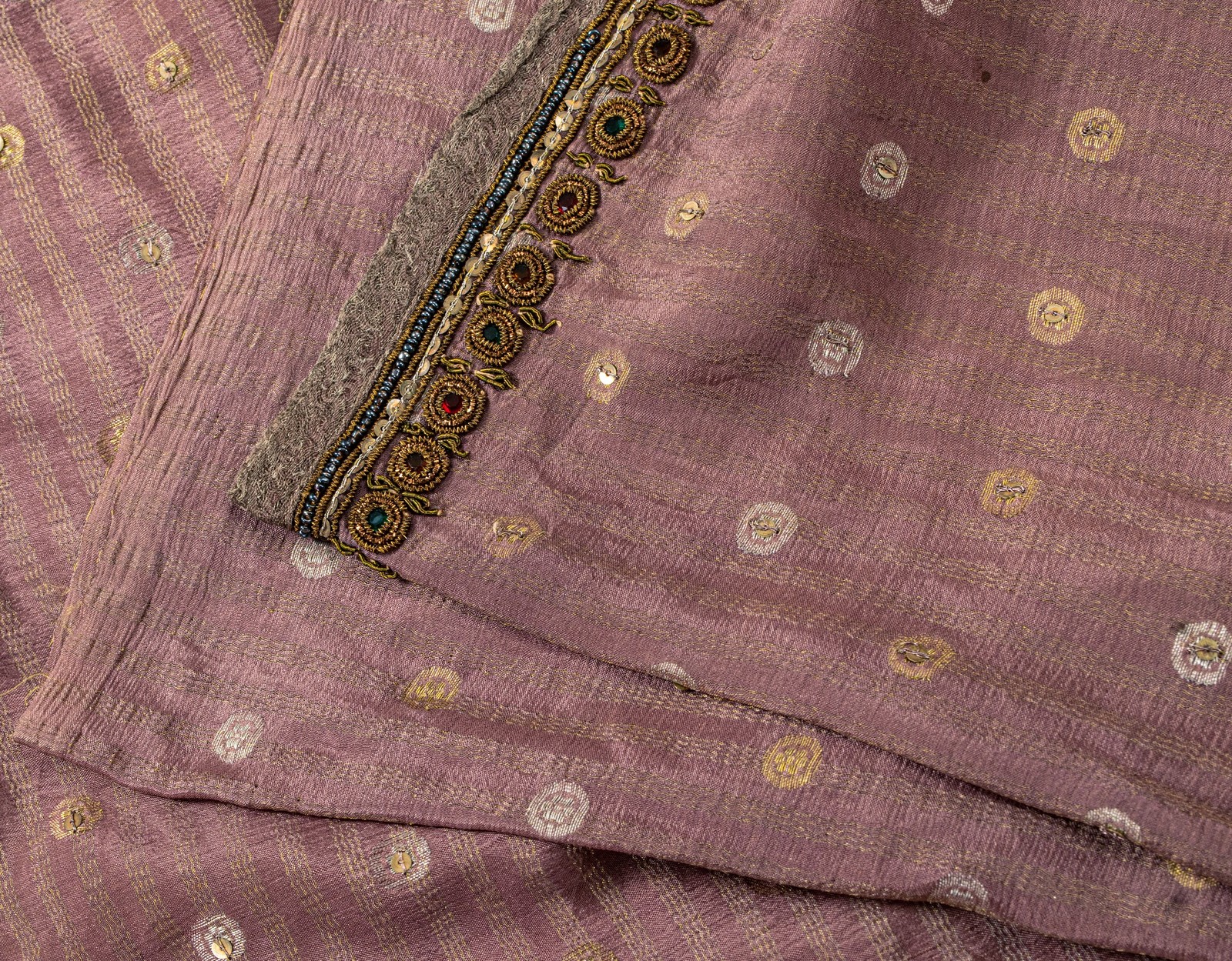 Sanskriti Vintage Lilac Pure Crepe Silk Saree Hand Embroidery Zari Worksari 6+Yd