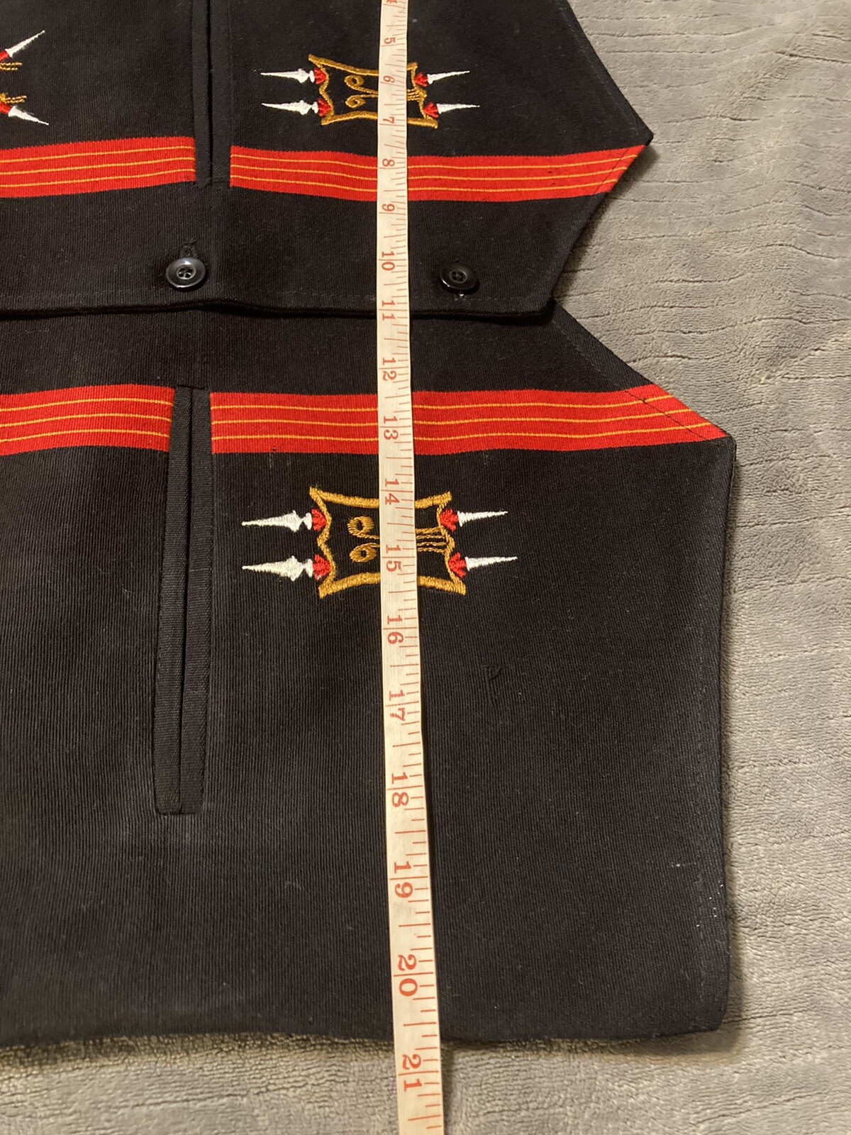 Handmade Ethnic Naga Ao Traditional Mens Waistcoat Red Black Stripes Patches M-L
