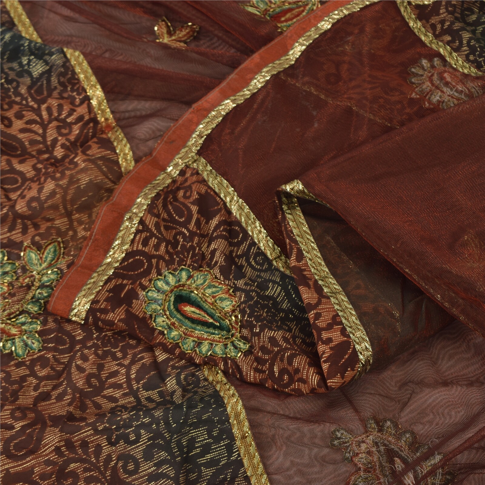 Sanskriti Vintage Dark Red Saree Net /Georgette Hand Beaded Premium Sari Fabric