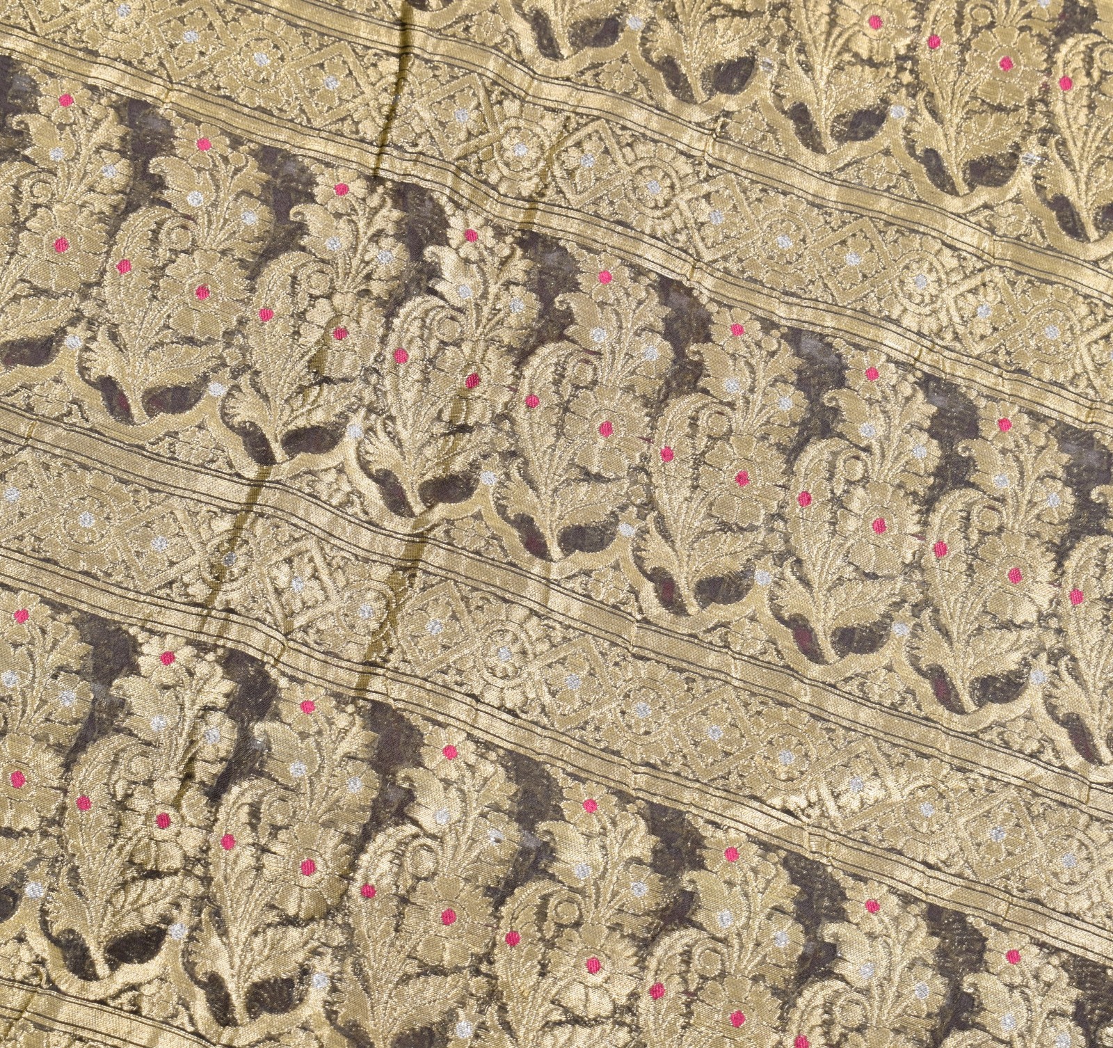 Sushila Vintage Heavy Banarasi Saree PureSilk Brocade Brownish Mauve Sari Fabric