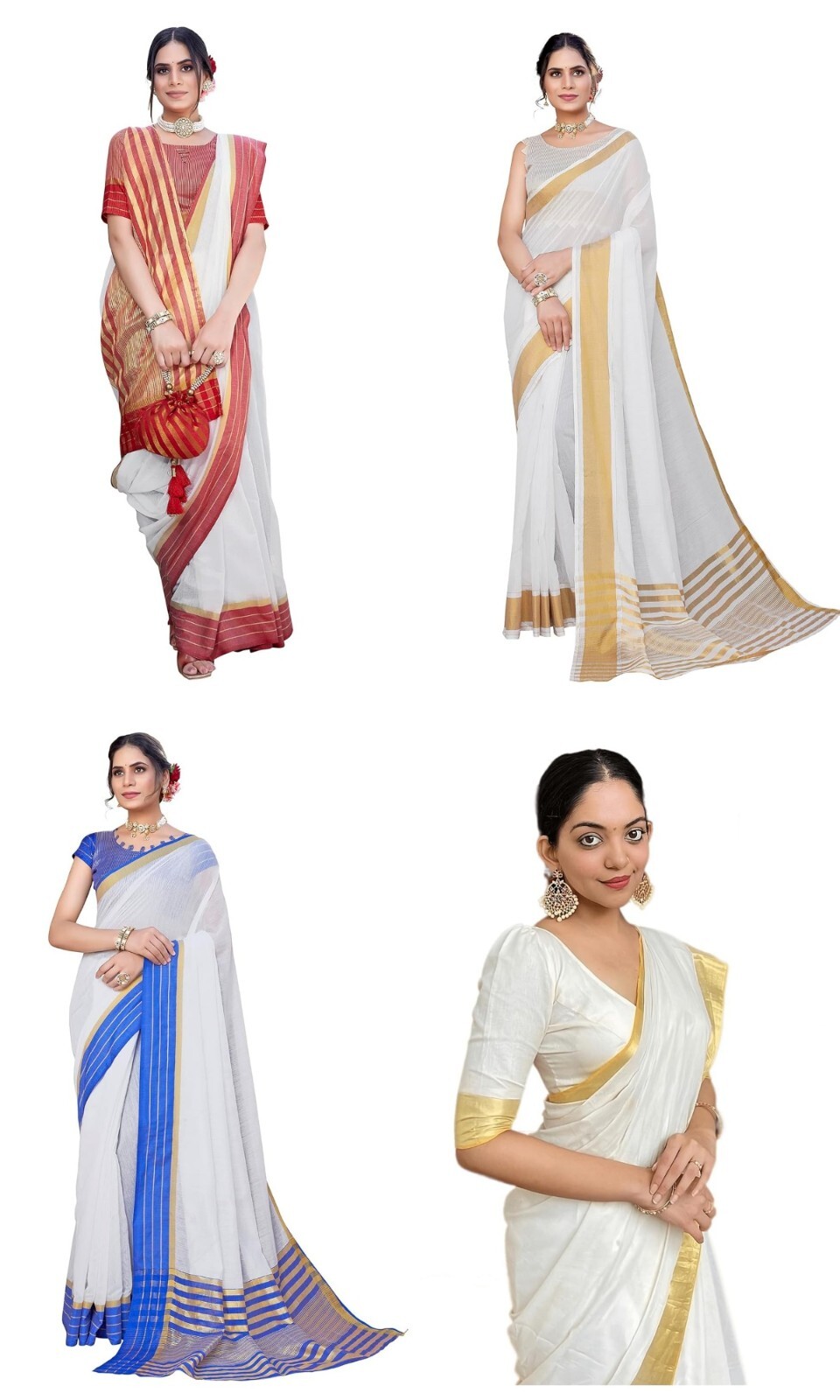 Women’s Trendy Cotton Silk Saree with Blouse Material