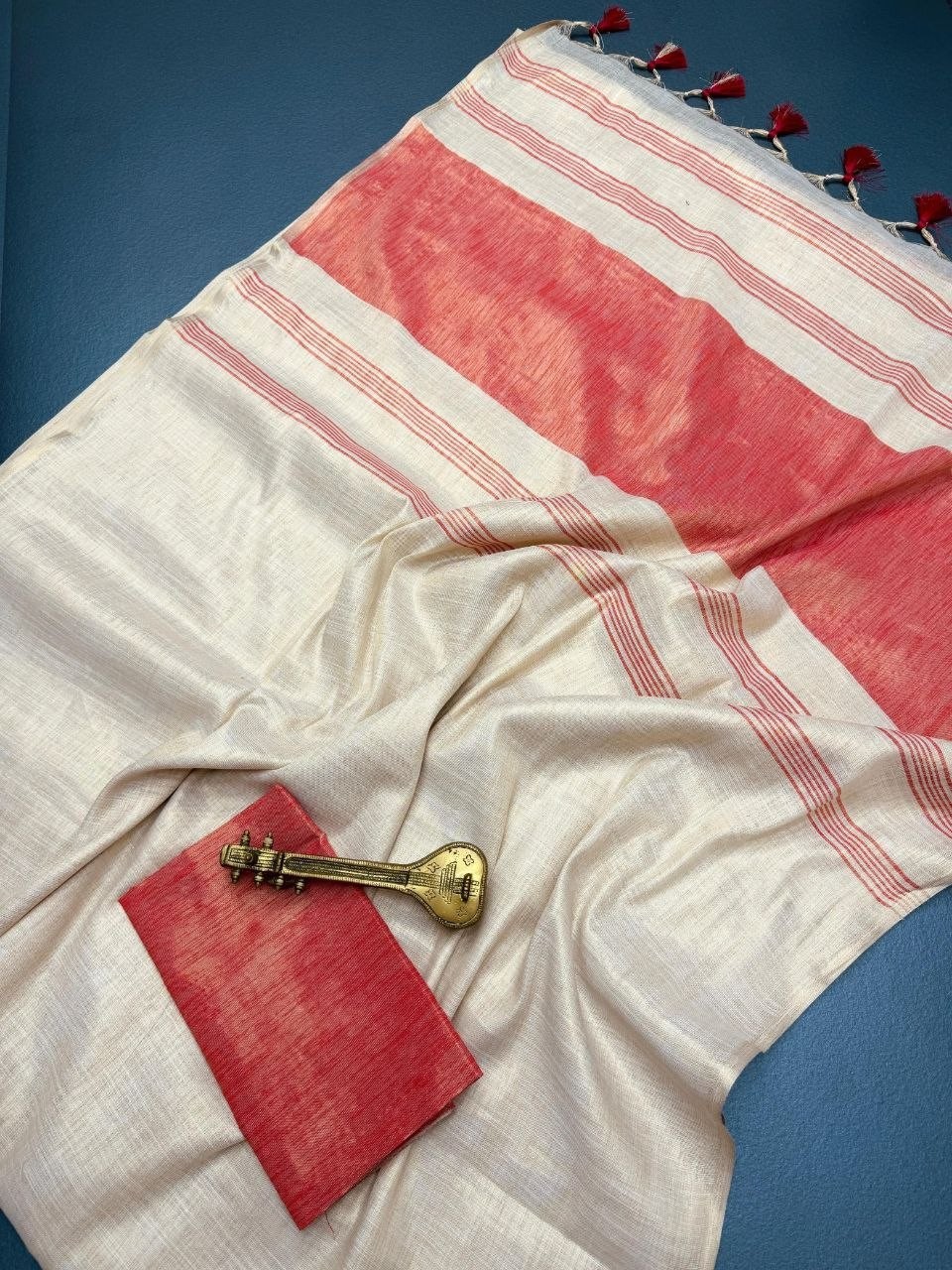 Pure Mysore Silk Soft Linen Saree – Jacquard Design 6.30m w/Blouse