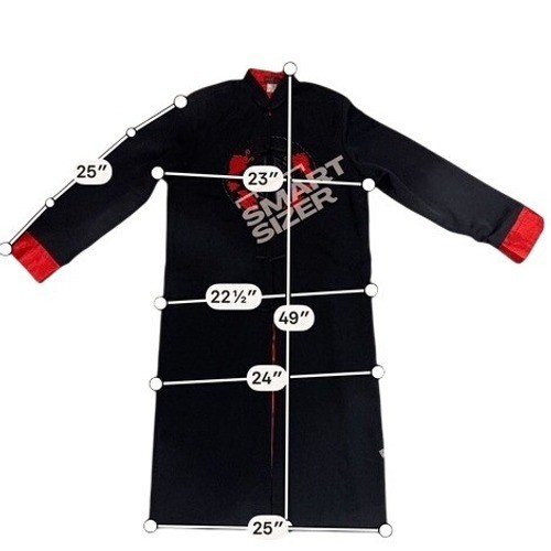 Silver Dragon Chinese Dragon Embroidered Robe Jacket Womens L Black Red Asian