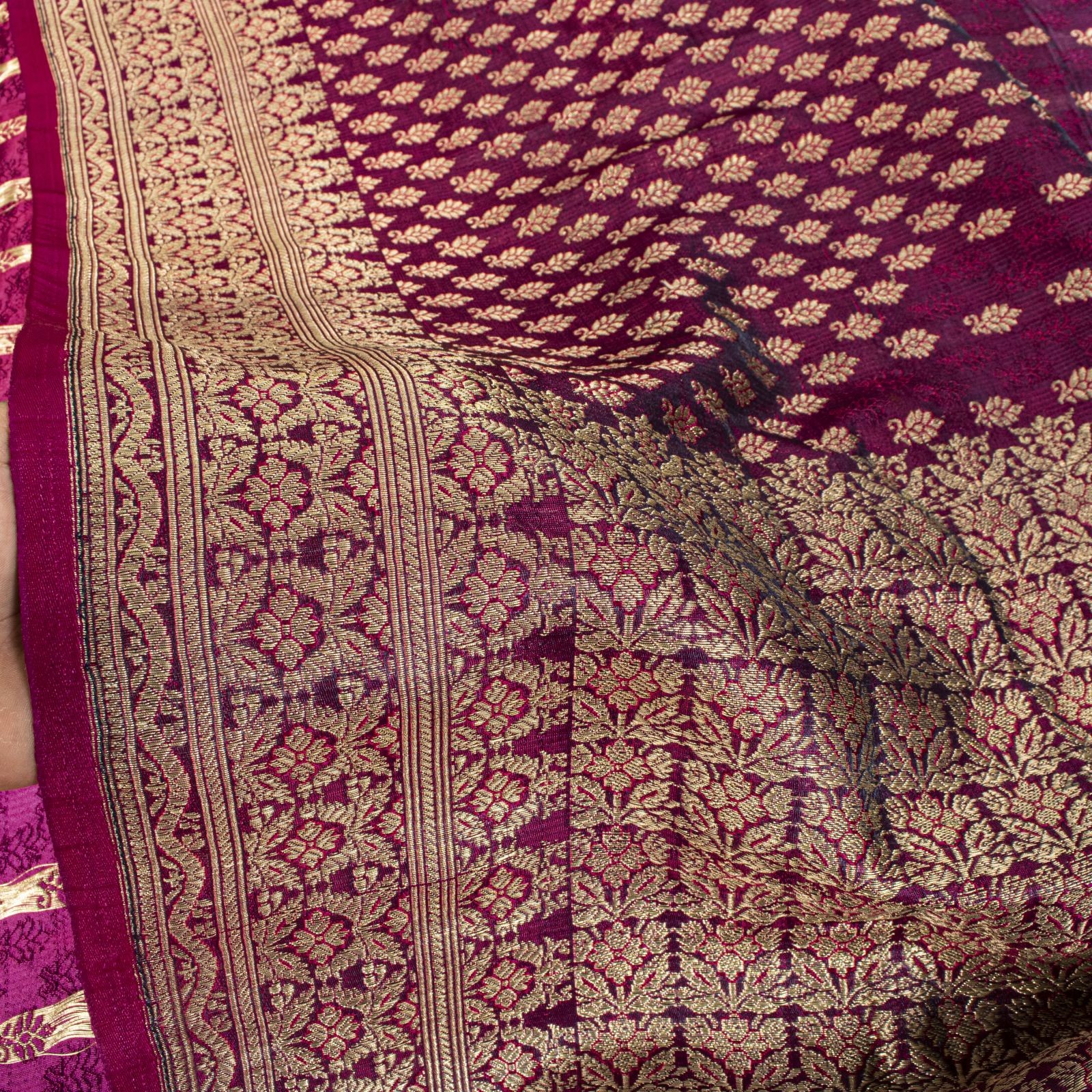 Sanskriti Vintage Pink Blend Silk Saree Banarasi Brocade Zari Hand-Woven Sari
