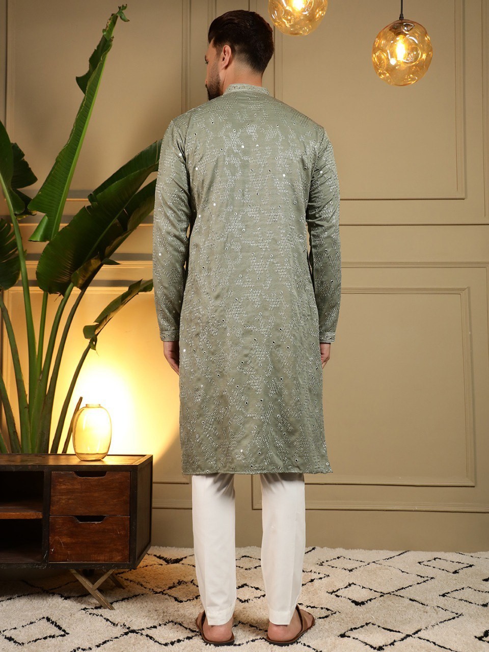 Men’s Royal Linen Kurta Pajama Set Elegant Ethnic Wear for Festive & Wedding