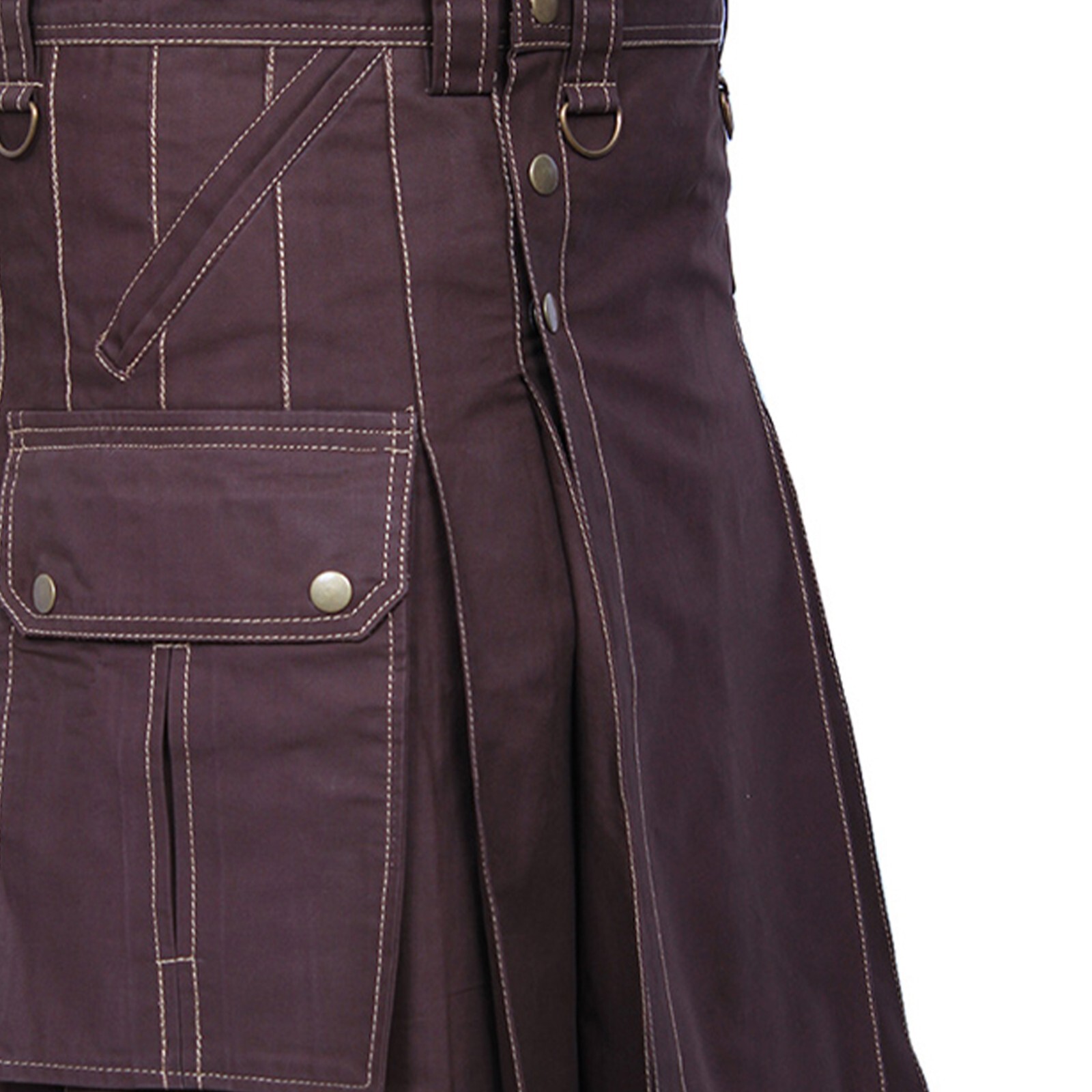 Highlander Men Cargo Utility Kilt Brown 6 Pockets Fashion Kilt Scottish Outfit
