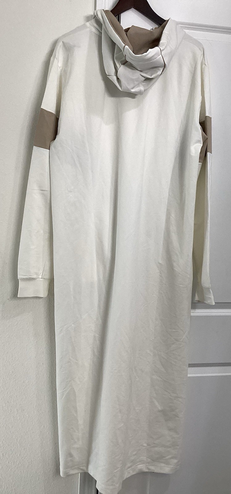 QABA’IL Thobe Unik With Hood XXL White Beige Modest Maxi Dress Abaya