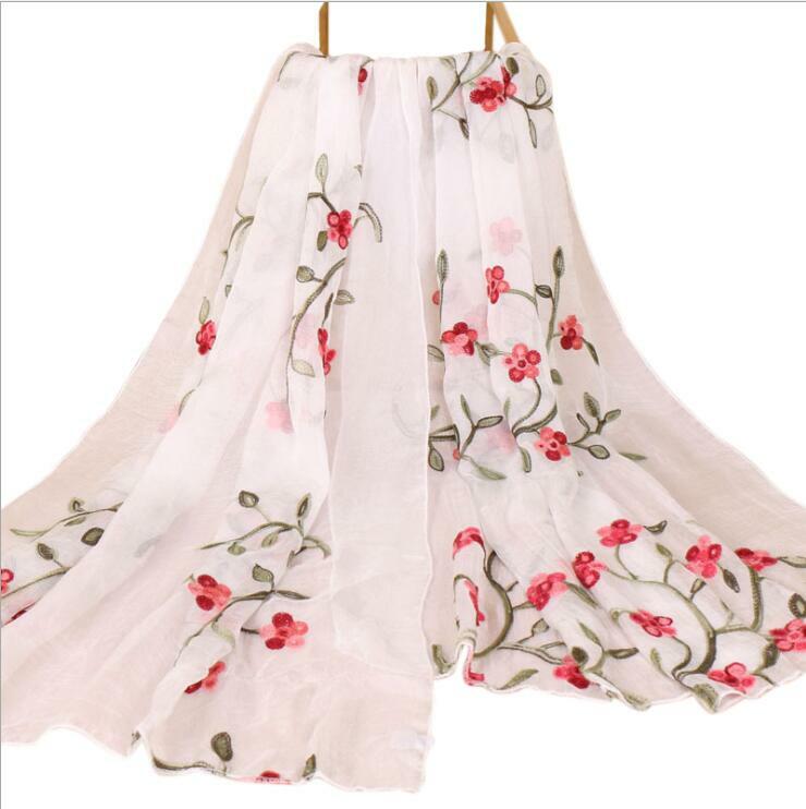 Women Soft Long Neck Large Scarf Wrap Shawl Flower Chiffon Stole Scarves180*75CM