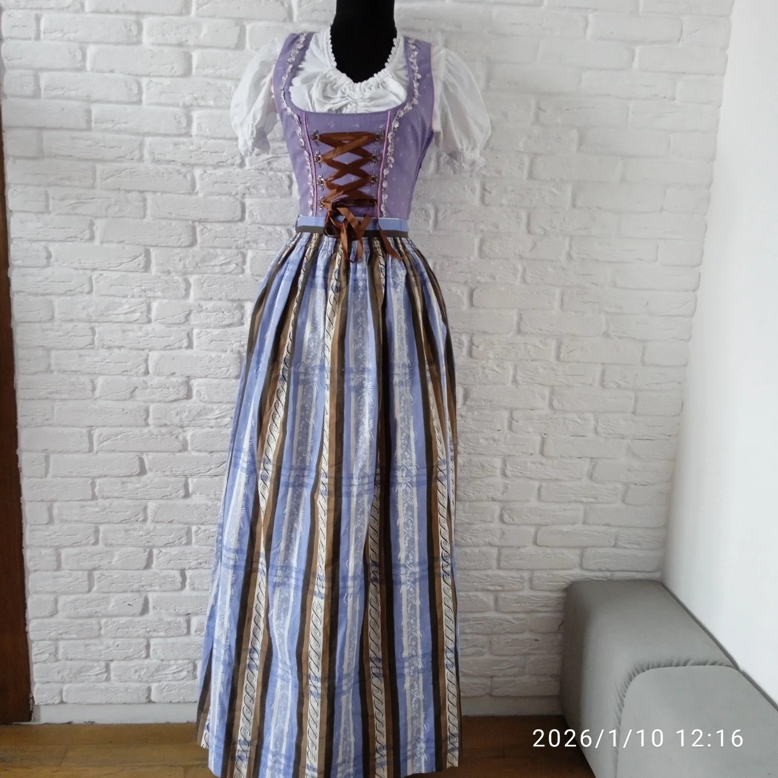 VINTAGE STOCKERPOINT OKTOBERFEST DIRNDL TYROL BLUE WOMEN DRESS EU 34