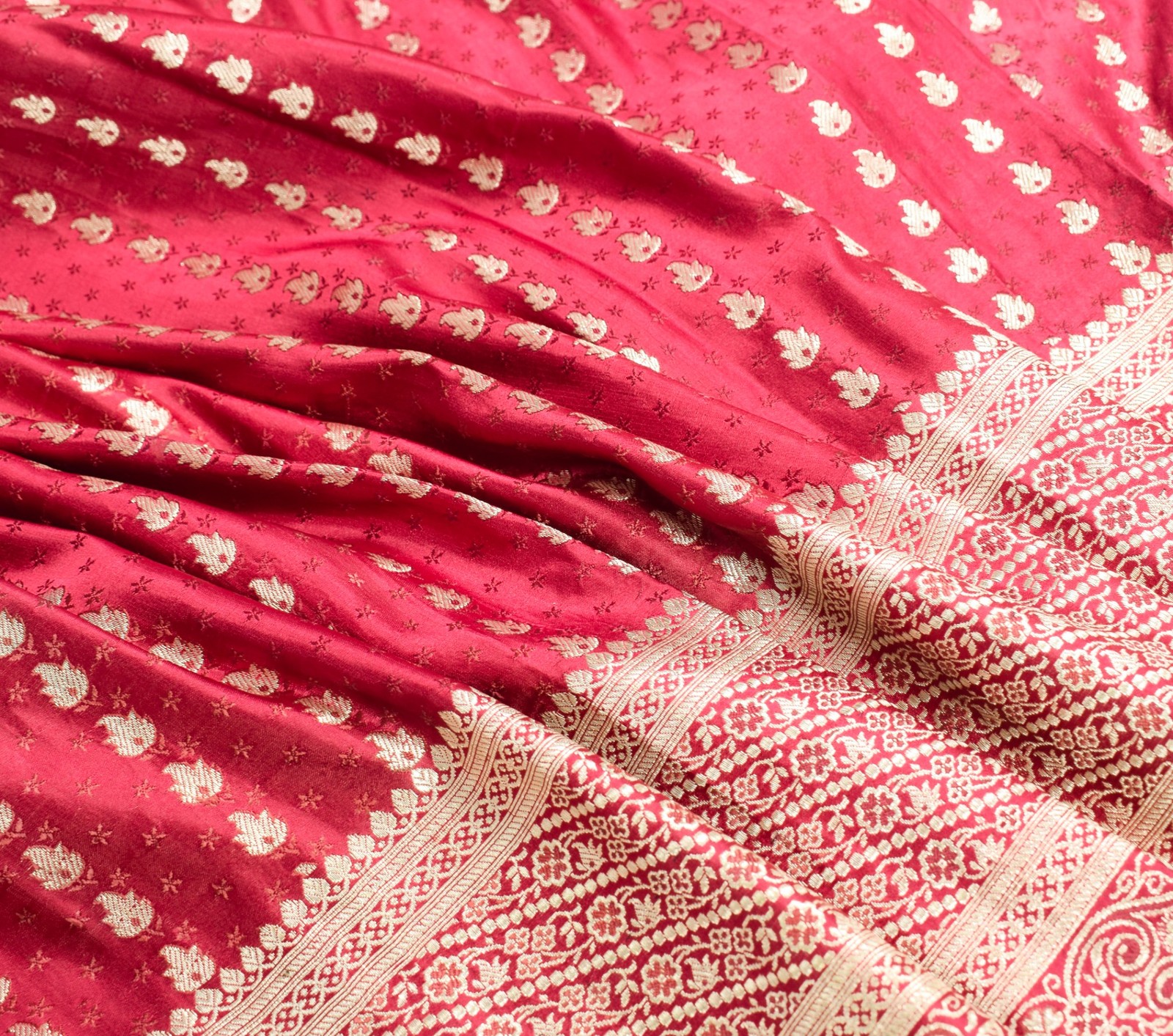 Sushila Vintage Heavy Saree Pure Satin Silk Banarasi Brocade Woven Sari Fabric