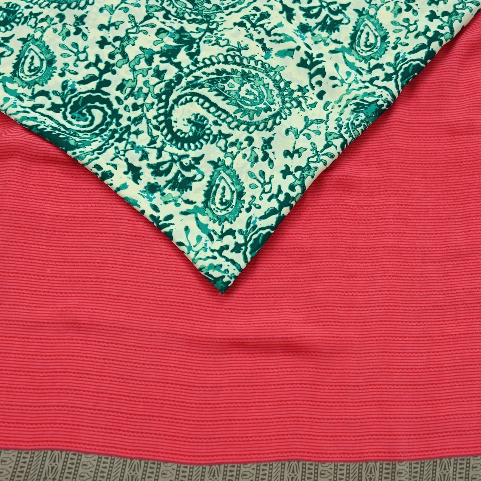 Indian Vintage Sari Pink & Ivory Moss Crepe Printed Sarees 6yd Craft Fabric soft