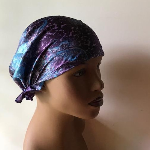 Set of 6 Various Color Simple Fashion Caps Floral or Paisley Print Tie Back Cap