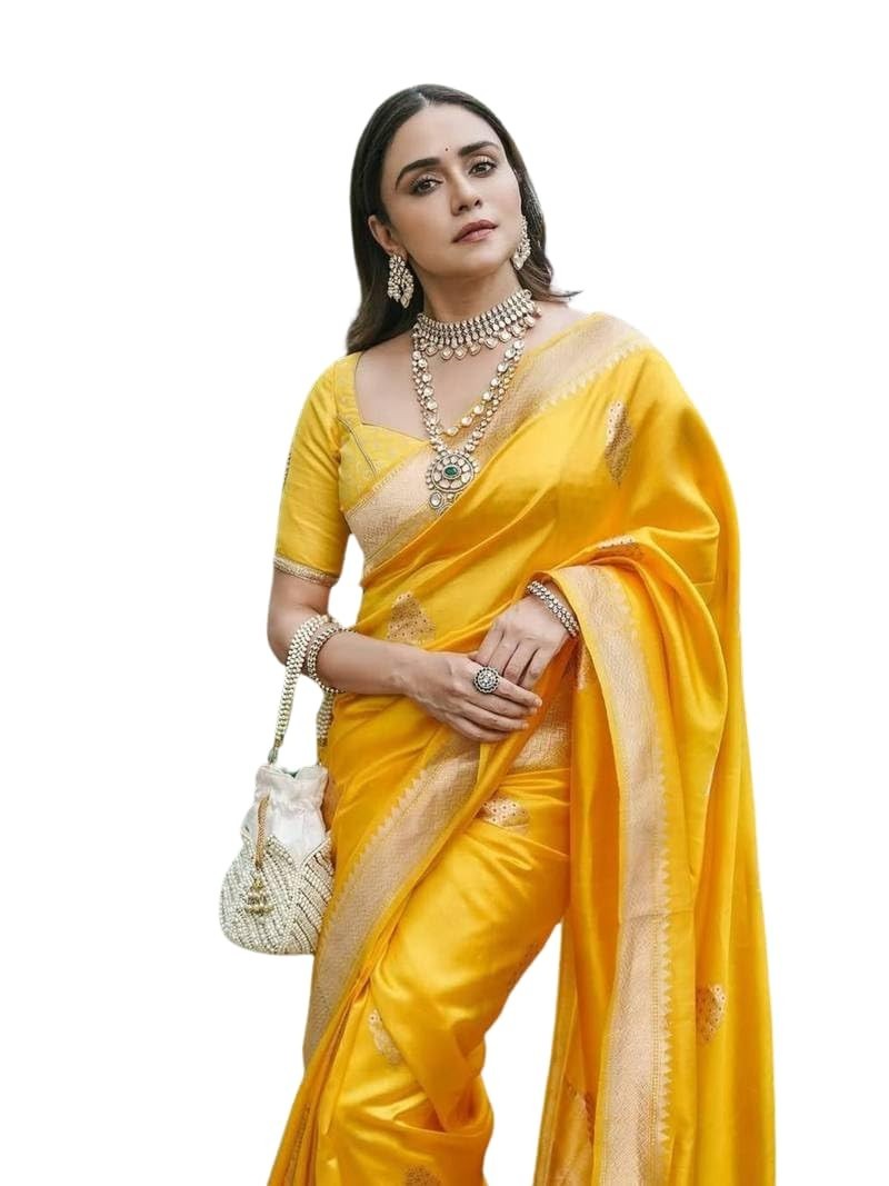 Women’s Banarasi Saree Pure Kanjivaram Style Silk Saree With Blouse Piece