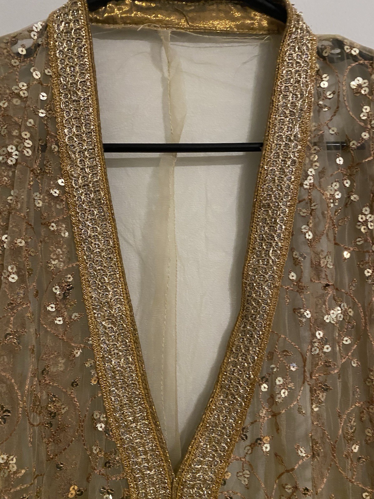 Gold Net Sequins Anarkali Traditional Indian/Pakistani size L