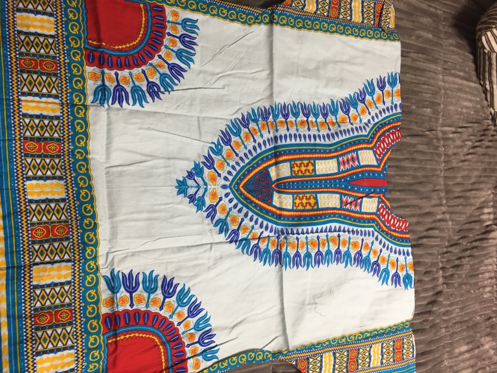 Large, Dashiki, Men’s, white, red, gold & blue,