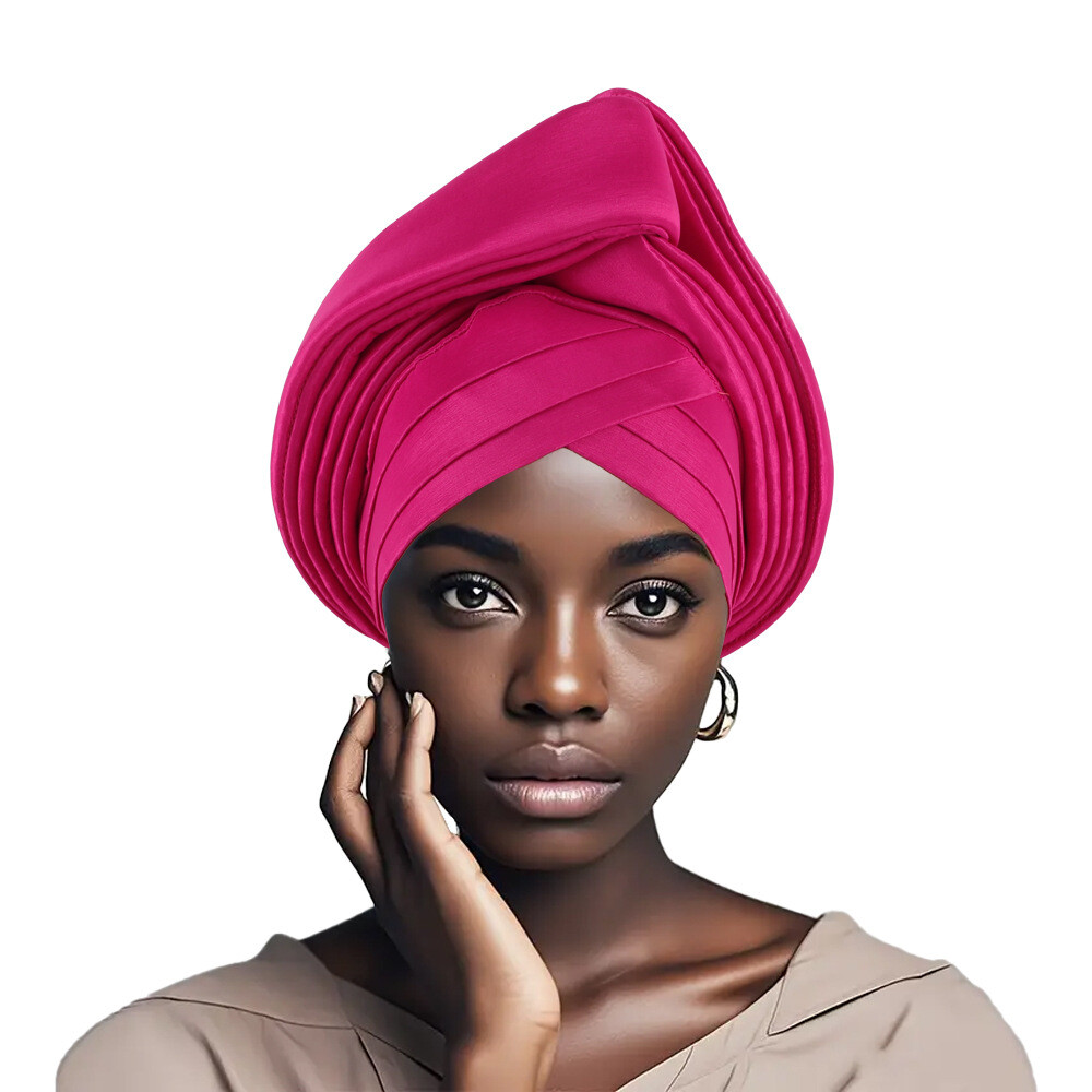 African Women Nigerian Wedding Party Hat Aso Oke Auto Gele Headtie Turban Wraps