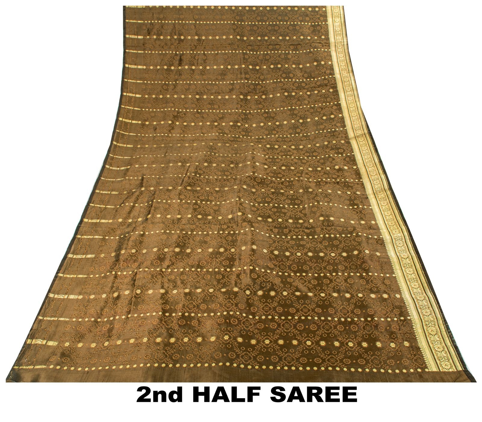 Sanskriti Vintage Brown Blend Silk Saree Banarasi Brocade Zari Hand-Woven Sari