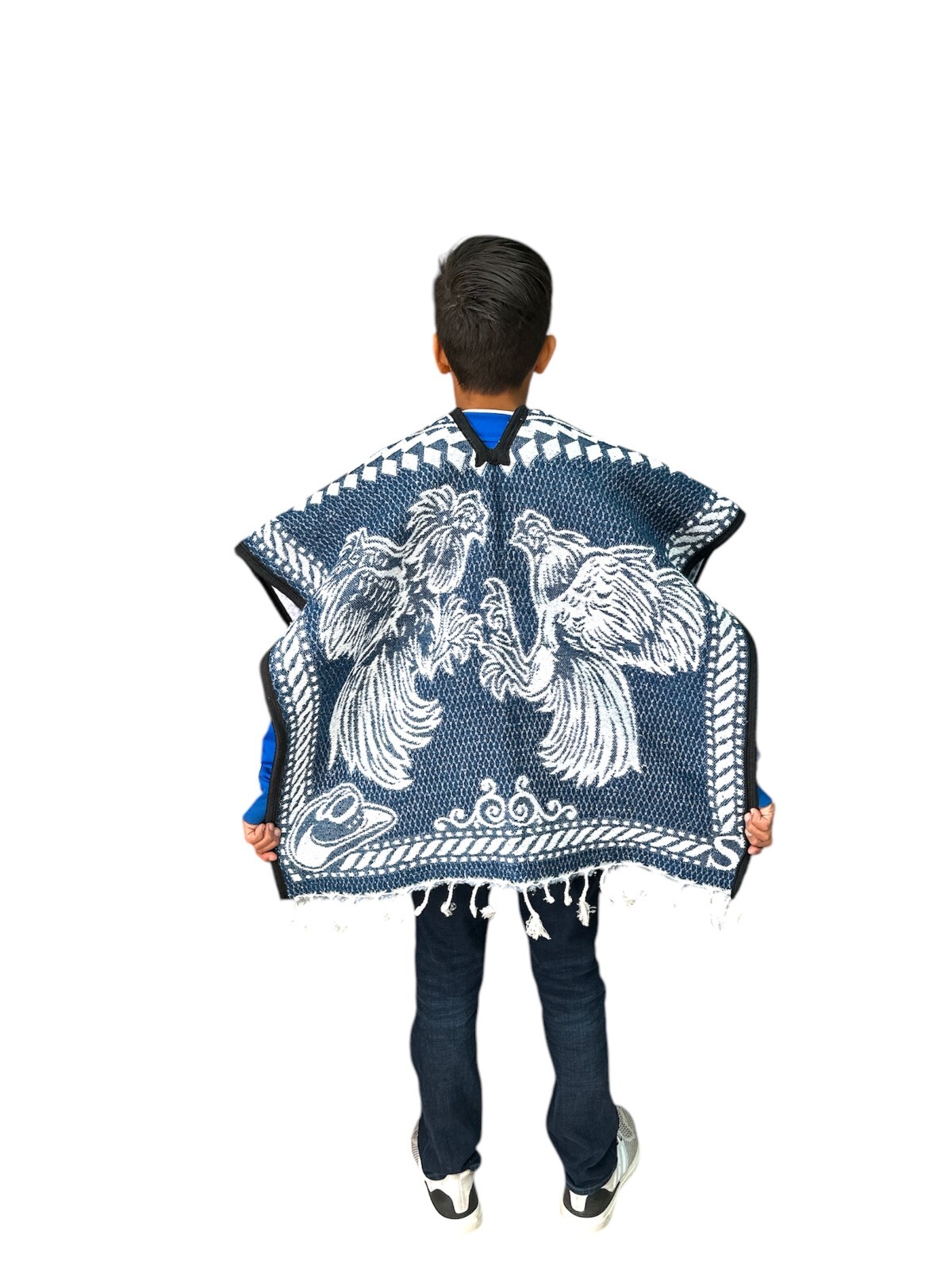 KIDS PONCHO , ROOSTER ,BLANKET GABAN , 6-12 YEARS ,KIDS PONCHO, DENIM BLUE