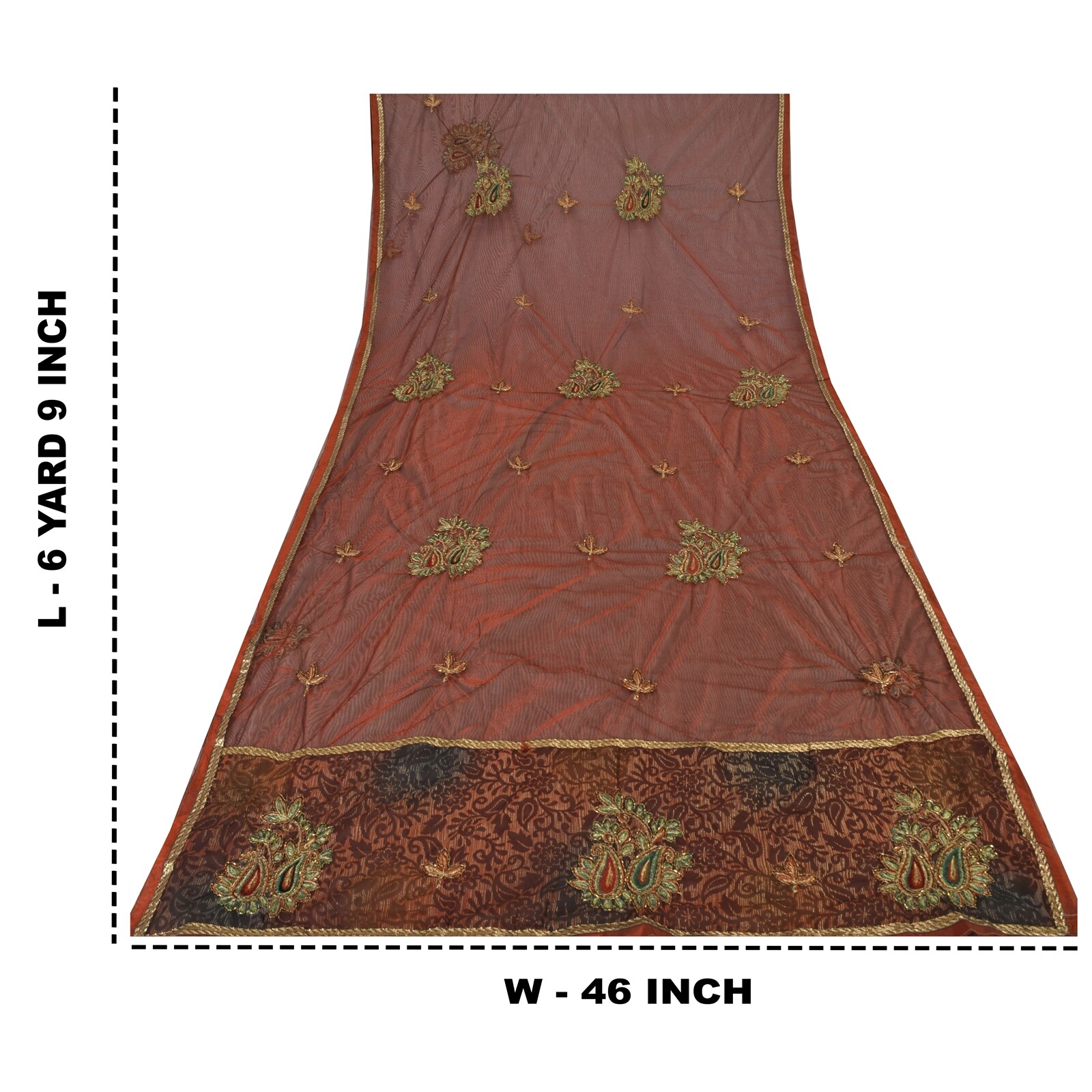 Sanskriti Vintage Dark Red Saree Net /Georgette Hand Beaded Premium Sari Fabric