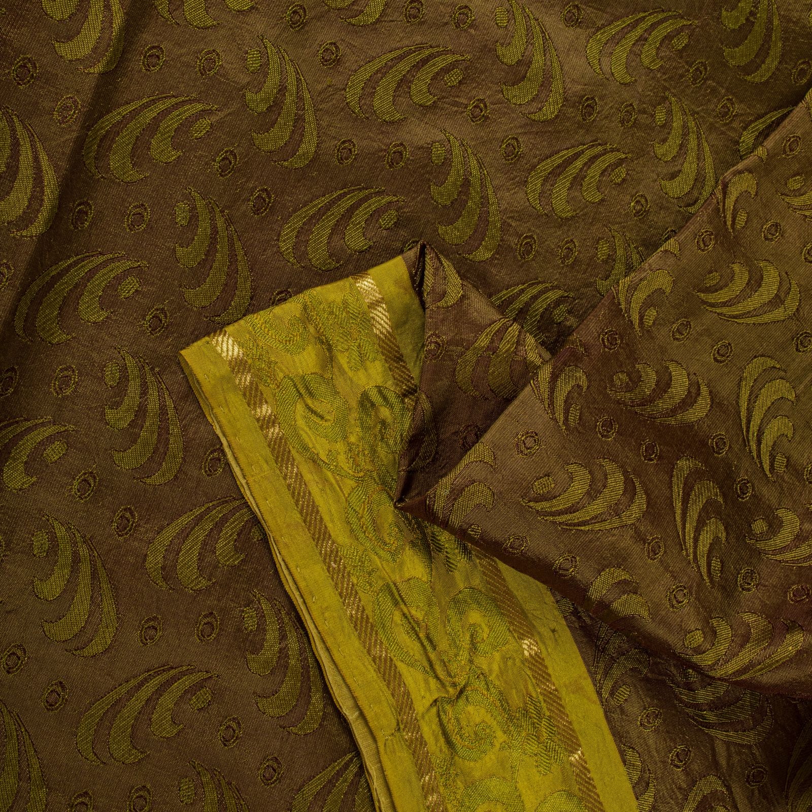 Sanskriti Vintage Saree Green Pure Silk Woven Wedding Sari 5+Yard Craft Fabric