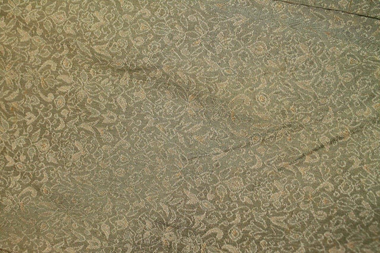 Vintage 50s Gray-Beige Brocade Dress Coat Yukata Kimono Japanese Robe Jacket