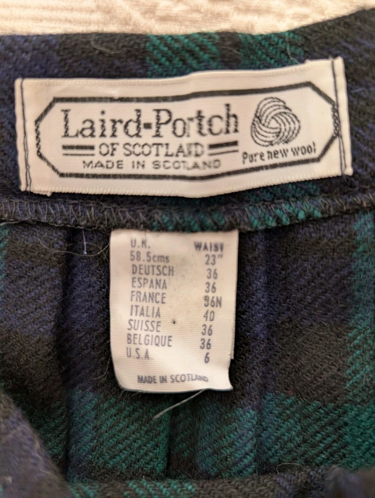 Vntg Laird Portch Of Scotland Kilt Skirt Black Watch Plaid Sz 6