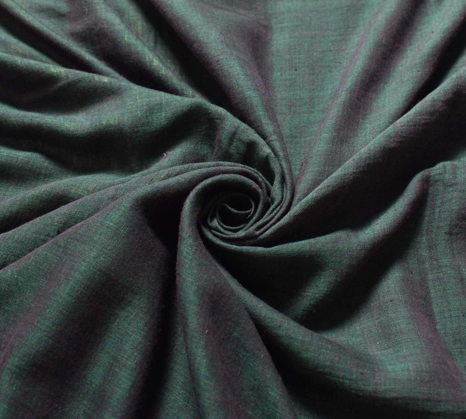 Sushila Vintage Dark Green Saree with Maroon Woven Border PureCotton Sari Fabric