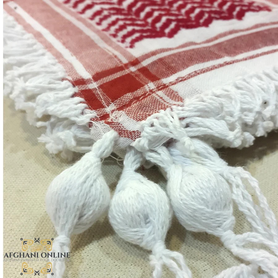 Traditional Red White Keffiyeh Shemagh Scarf Cotton Arab Head Wrap Shawl