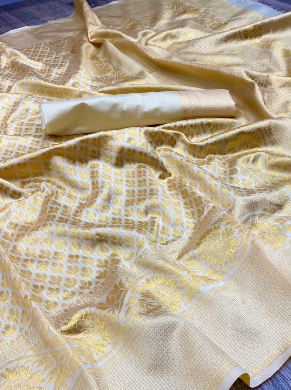 Women’s Woven Design Banarasi Style Soft Lichi Silk Saree With Blouse Piece Sari
