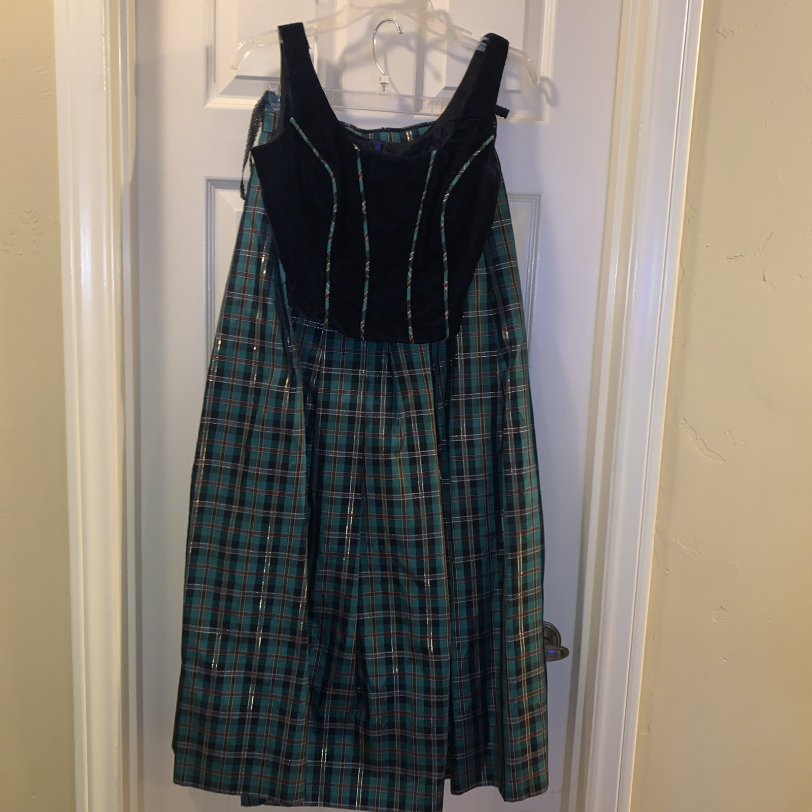 Scottish Plaid Skirt And Bodice. Blackwatch Blue And Green Tartan . Christmas