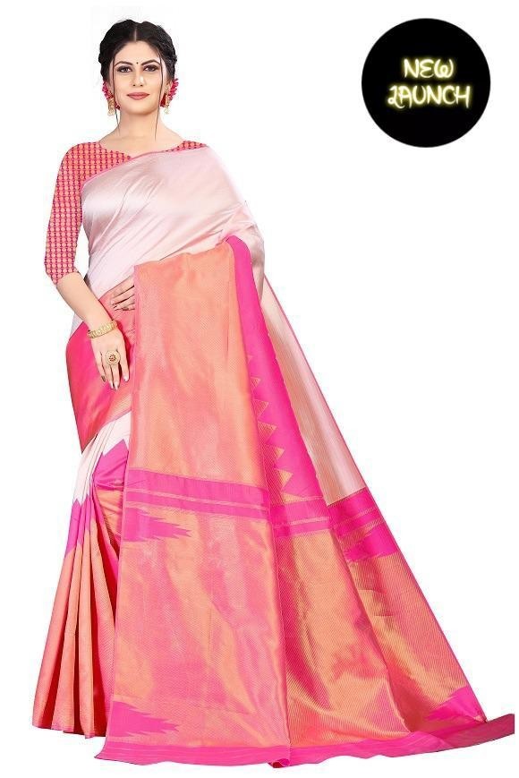 Ethnic Lichi Silk Jacquard Work Saree Rich Pallu Indian Women Festive Wear Sari