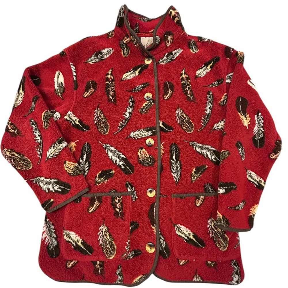 Tsunami Indigenous Collection Vintage Women’s Feather Fleece Jacket XL Canadian