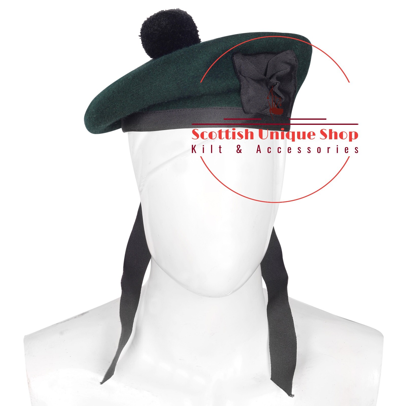 Tam O Shanter Hat Military Bonnet Beret Solid Green Balmoral Army Cap Scotts Hat