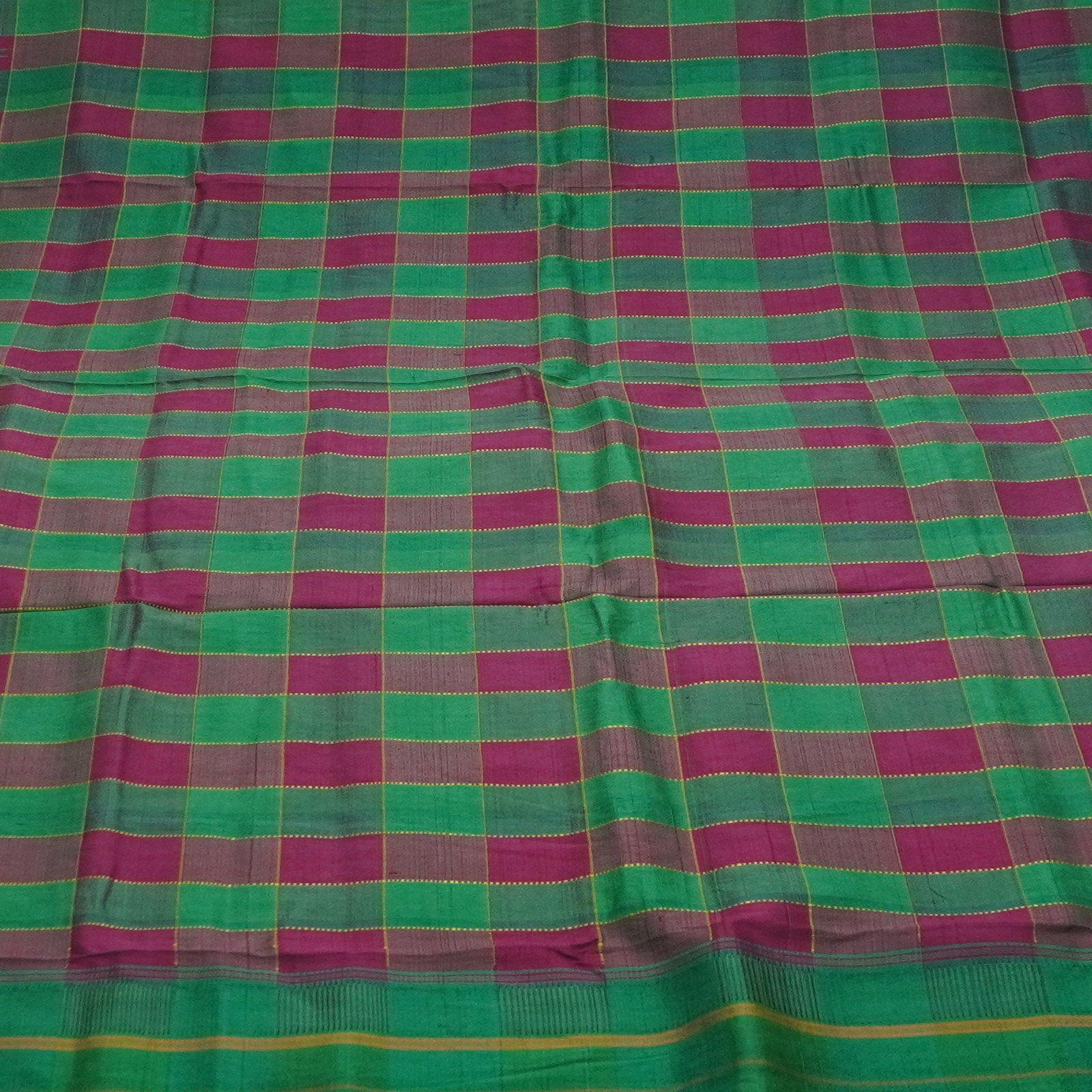 Vintage Green Sarees 100% Pure Silk Kanjivaram Korvai – No Zari Sari 5YD Fabric