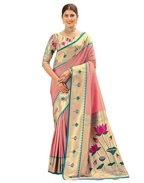 Women’s Paithani Soft Silk Kanjivaram Saree With Unstitched Blouse Piece
