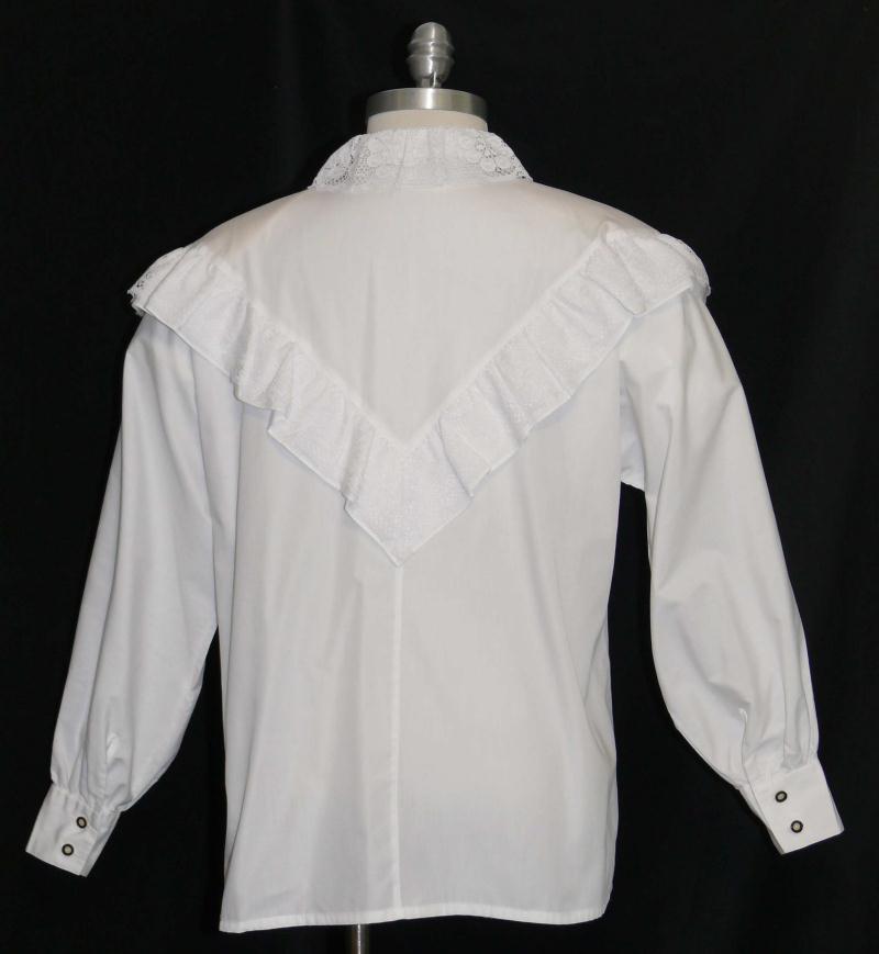 L Bust 43″ / WHITE LACE German BLOUSE Shirt Top RUFFLE Skirt Suit Dirndl Western