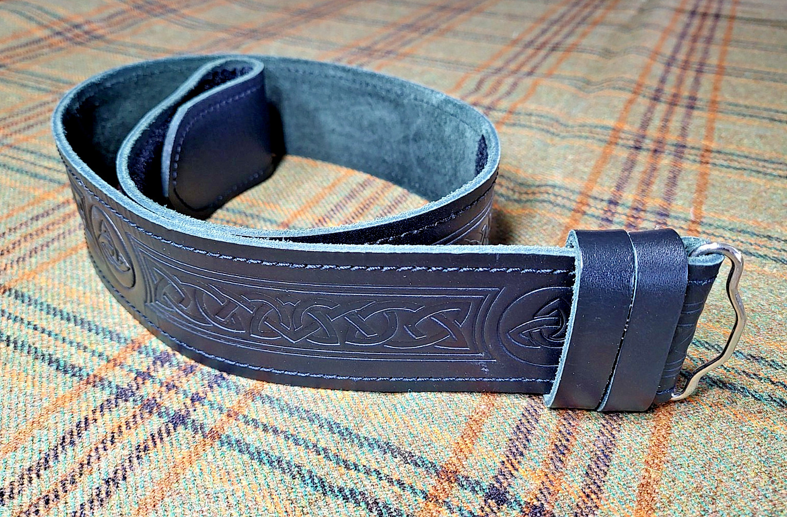 Kilt Belt – Celtic Knot Tooled Leather
