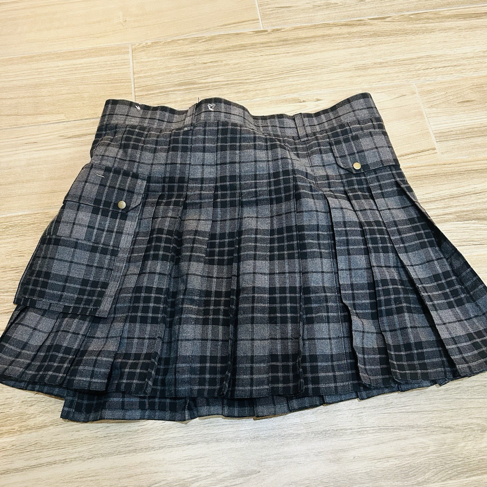 NWOT Got Kilt Gray & Black Plaid Utility Kilt Men’s Size 48